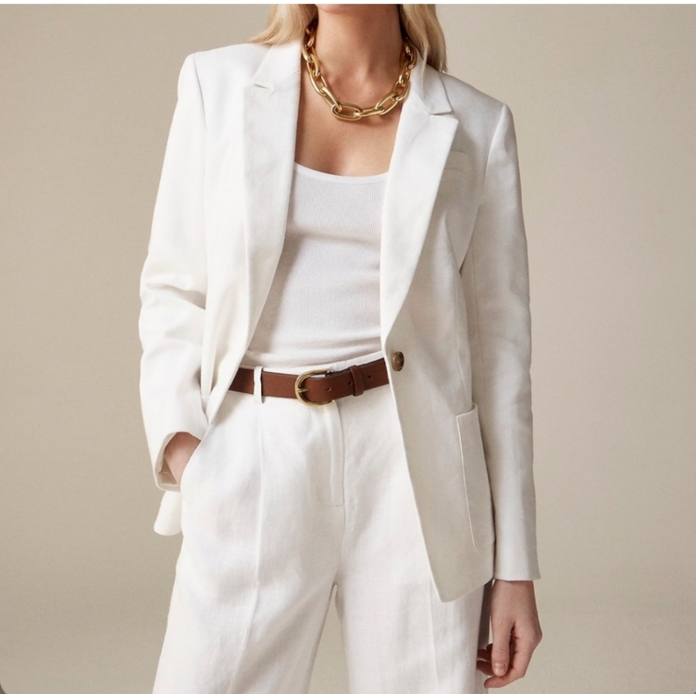 J. Crew Cream Single-Button Linen Blazer